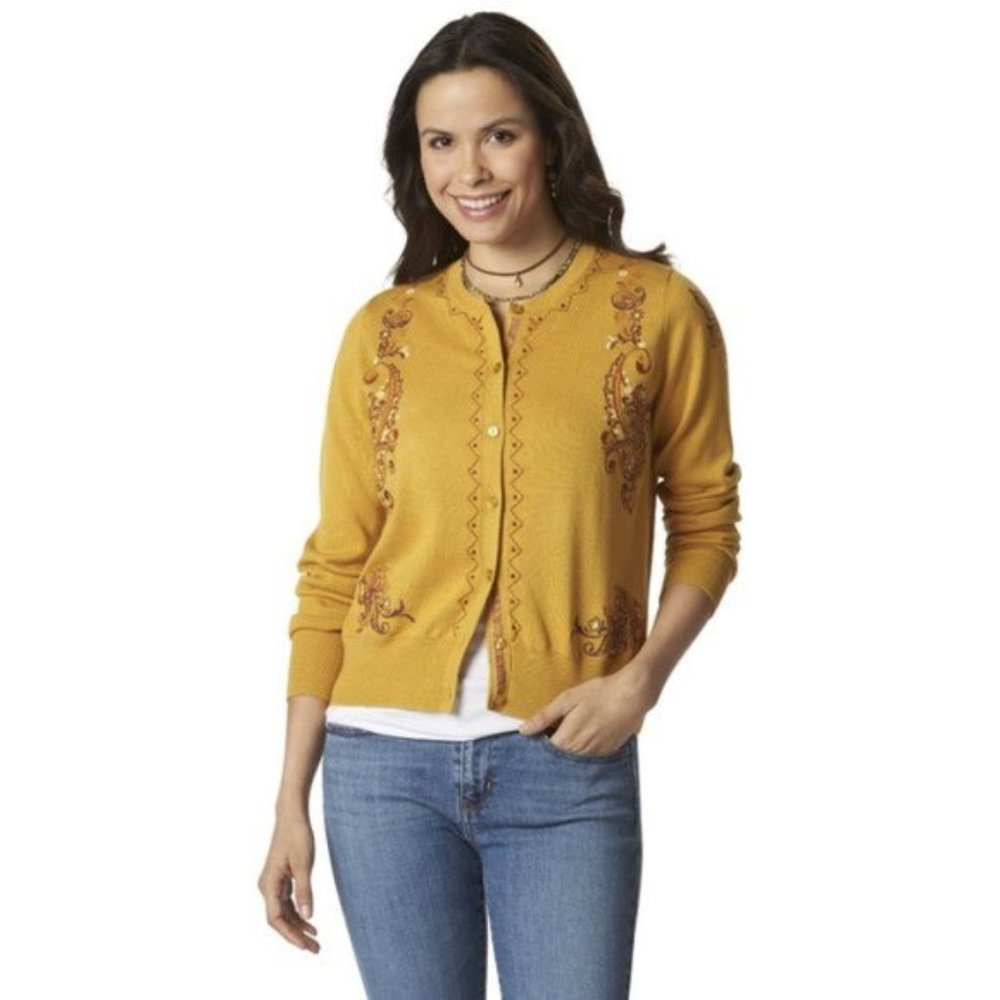 Embroidered Button Down Cardigan (Nwot) - image 2